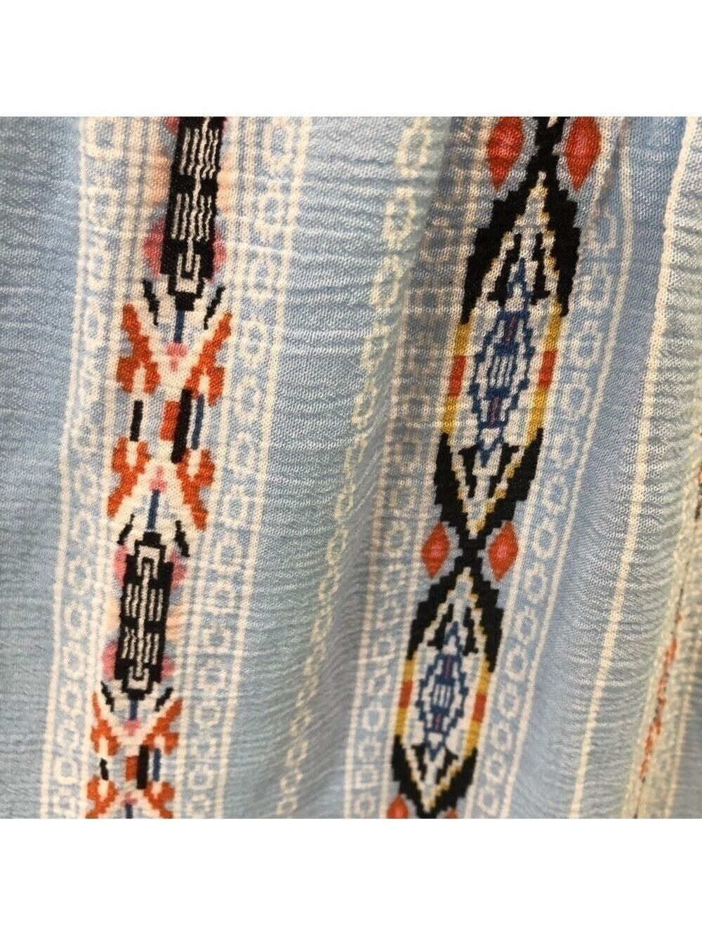 Umgee Size S sleeveless v-neck blue with Aztec print pullover dress pockets - Picture 8 of 10